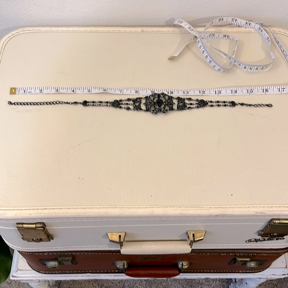 Ornate Black Gemstone Silver Statement Choker Nec… - image 4